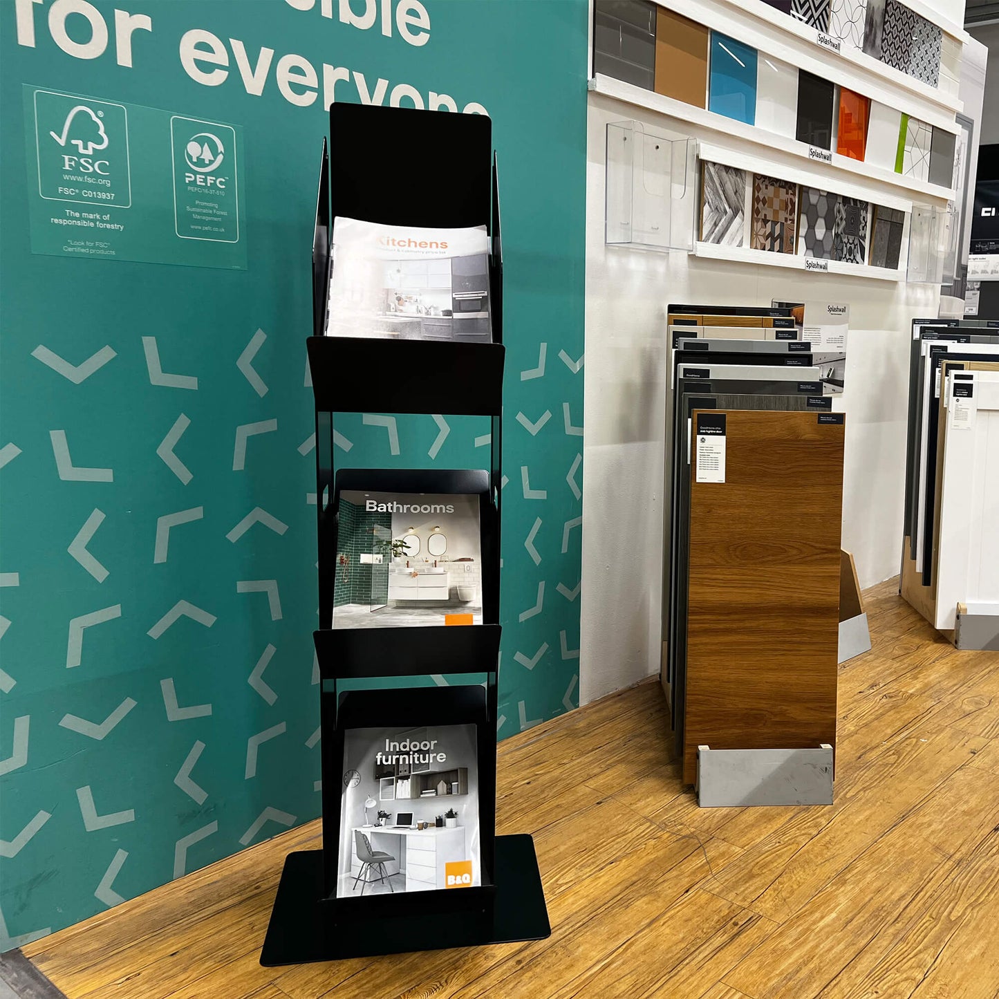 Black A4 Brochure Holder 3 Tier - Metal