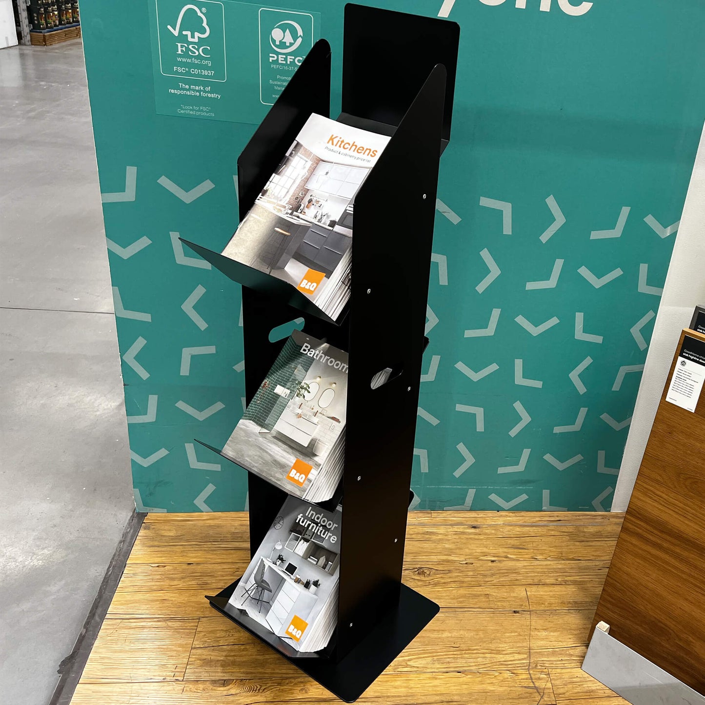 Black A4 Brochure Holder 3 Tier - Metal